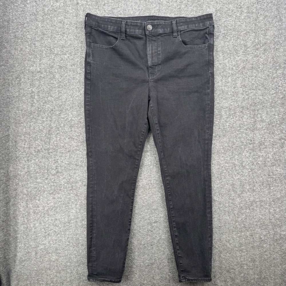 American Eagle Womens Black Jegging Skinny Jeans Size 18 Regular Stretch Denim